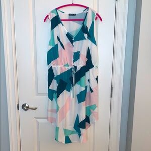 SHEIN Geometric Print Sleeveless Dress - 2XL